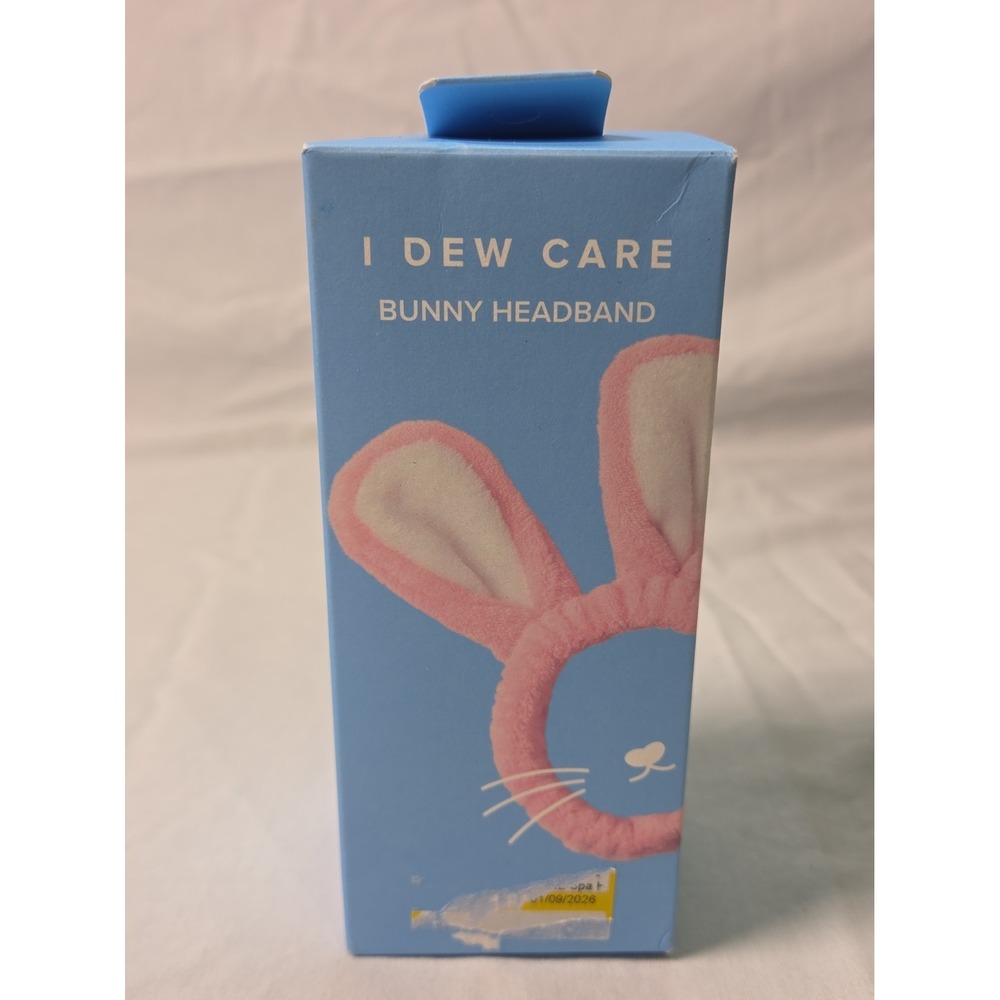 I Dew Care: Pink & White Velour Bunny Polyester Headband New